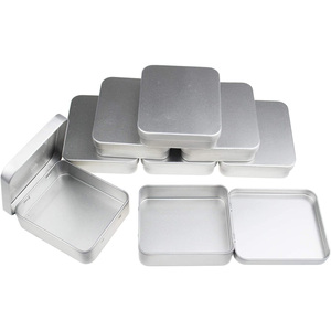 Latas rectangulares vacías de Metal plateado, organizador de almacenamiento con tapas con bisagras para dulces, regalos y tesoros - Product Image 3