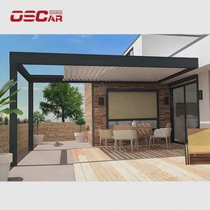 <span class=keywords><strong>Ola</strong></span> Gazebo con sombrilla retráctil Jardín Patio trasero Estructura de acero de aluminio Refugio de sombra impermeable Pérgola retráctil - Product Image 2