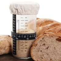 Toples Kaca Fermentasi Roti Sourdough 24oz Terlaris, Wadah Kultur Ragi Alami dengan Pelacak Suhu dan Waktu