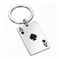 Porte-clés de jeu de cartes de poker de luxe pour clés de voiture, accessoires cadeaux pour hommes et femmes, breloques de sac pour la décoration