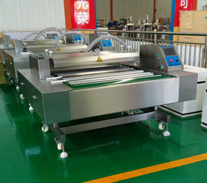 Osetra ปลาแซลมอนสเต็กเนื้อปูราชา ซาร่า ประสิทธิภาพสูงเอียงได้ สายพานลําเลียงสูญญากาศแบบต่อเนื่อง เครื่องบรรจุสูญญากาศแบบสายพาน - Product Image 5