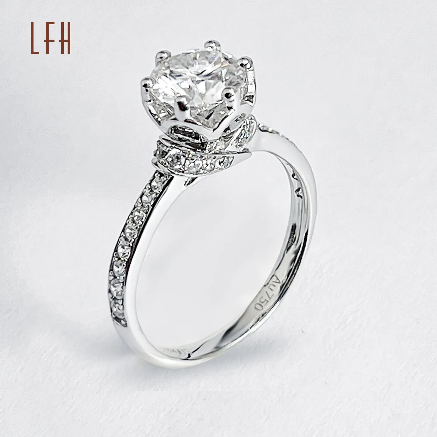 Factory Custom Fine Real 18k Solid Gold Halo Ring womens rings gold 18k luxury Wedding Ring For Men Women