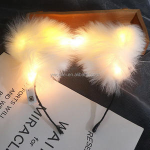 Bandeau lumineux fait à la main en fausse fourrure Cosplay chat <span class=keywords><strong>loup</strong></span> renard oreilles <span class=keywords><strong>de</strong></span> chien - Product Image 2