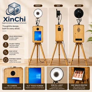 Retro Holz-Fotobox RGB-Farbbeleuchtung HD-Kamera DNP-Drucker 13,3-Zoll-Touchscreen Tragbarer Selfie-Kiosk - Product Image 2