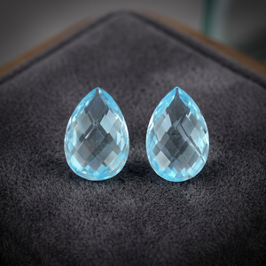 Pierres précieuses de topaze bleue naturelle 7x10MM, taille poire, facettées, pierres brutes certifiées par un tiers, vente en gros GOPIKA, bijoux fins - Product Image 1