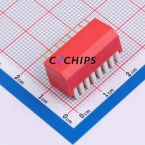 DSDP-08-R DIP Switch Through hole Component (THT) Switch Piano Key 8 2.54mm Red - Product Image 2
