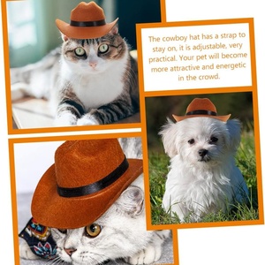 Sombrero Retro Británico de Tela No Tejida para Gatos, Diseño Vaquero Occidental Marrón, para Todas las Estaciones, Marca 1 - Product Image 3