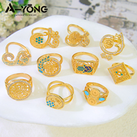 Exquis arabe police anneaux Zircon bijoux 18k or Non ternir dames mode été pas cher Simple anneaux pour mariage