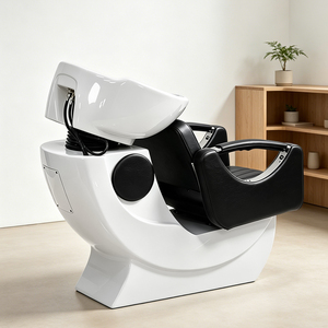 Nuevo Modelo de Sillón de Peluquería Comercial Moderno con Asiento de Cuero, Esponja de Alta Densidad y Lavacabezas de Cerámica - Product Image 4