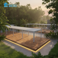 Pergola motorisée en aluminium de style chinois Sweet Home avec lamelles de toit rétractables, imperméable et offrant une protection UV pour jardin et terrasse