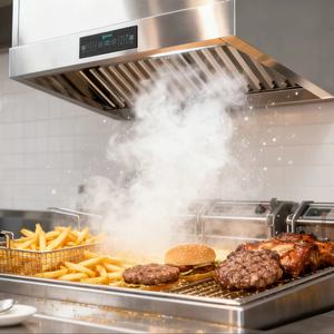 เครื่องดูดควันขนาดเล็กแบบติดผนังสำหรับร้านเบอร์เกอร์ พร้อมแผ่นกรองแบบกั้น ไม่มีท่อระบาย ไร้กลิ่น ควันน้ำมันน้อย สไตล์ตะวันตก - Product Image 1