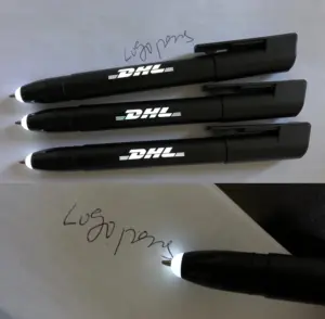 Mutilfungsi murah kustom cetak Tablet pintar sentuh Stylus bola hitam khusus lampu led pena logo