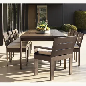 Customizable Modern Premium Aluminum Outdoor Dining Set Patio Aluminium Rectangular Dining Table Furniture Set 6 8 10 Seats