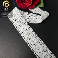 LEIXUSI 3,5 cm Dentelle soluble dans l'eau en soie de lait, bordure brodée à motif cercle ajouré, accessoires pour sous-vêtements et vêtements, en stock