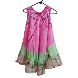 Robe vintage pour femmes en tissu rayonne, imprimé tie-dye, style boho hippie, vente en gros, provenance Inde - Product Image 1