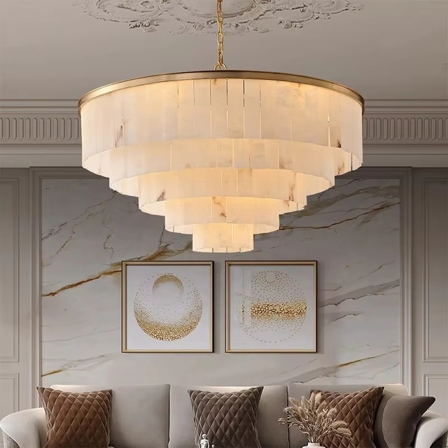 Modern Brass Chandelier Copper Marble Pendant Light Ring LED Warm White Dimmable Living Room Wedding Home Hotel