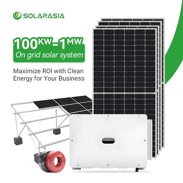 Hybrid Commercial Solar Panel Systems 50kw 200kw 500kw 1MW on Grid Complete Solar Power System Kit