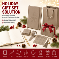 Carnet promotionnel de Noël personnalisé A5, motif cône de pin taupe, gaufrage à sec, 80 feuilles