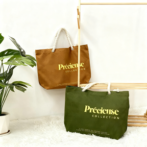 Grand sac fourre-tout en toile de coton (plus de 50 cm) avec poignée longue et bandoulière pour le yoga, l'usage quotidien et la plage – Vente en gros - Product Image 5
