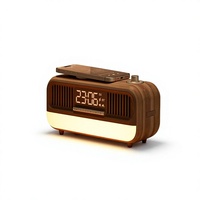 2026 Hadiah Natal Terbaik Desain Klasik Speaker BT 6 in 1 Pengisi Daya Nirkabel Magnetik Lampu dengan Jam Alarm & Radio FM
