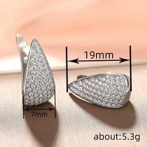 Pendientes de Oreja con Forma de Lágrima Brillante para Mujer, Triangulares, Geométricos, Elegantes, Joyería de Moda - Product Image 3