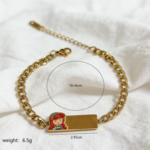 Bracelet pendentif carré plaqué or 18 carats pour femme, motif goutte d'huile, décoration élégante, style conte de fées - Product Image 5