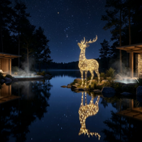 Lumière LED en alliage d'aluminium pour extérieur, motif 3D en forme de renne doré, sculpture animale, étanche IP65, décoration de Noël pour la maison