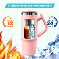 Gourde isotherme de voyage 40 oz la plus vendue, anti-déversement, étanche, à double paroi, avec couvercle à paille rabattable pliable