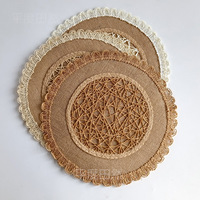 Set de table rond en papier de jute tressé, naturel et rustique, fait main, pour mariage, dîner, décoration de la maison