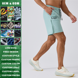 Shorts de sport pour hommes, personnalisés par le fabricant, brodés, à séchage rapide, respirants, taille mi-haute, pour la course, la gym et l'entraînement - Product Image 1