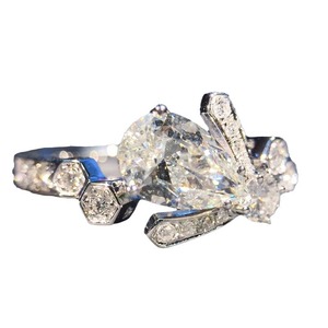 Anello da donna con piccola corona di lusso francese, a forma di goccia d'acqua, floreale, elegante, ornamento da principessa - Product Image 5