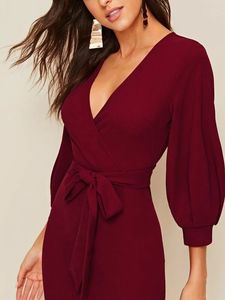 Pretty Deep V Neck Self Belted Wrap Bodycon <strong>Pencil</strong> <strong>Dress</strong> <strong>Maternity</strong> Women's Casual <strong>Dress</strong> - Product Image 2