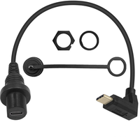 Câble coaxial USB 3.1 Type-C mâle vers femelle à angle de 90 degrés plaqué or, étanche, pour montage encastré sur panneau, pour voiture, bateau, moto