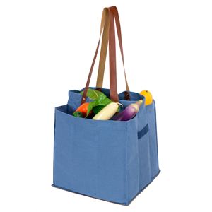 Wholesale Custom Logo Multi-Compartment Canvas Grocery <b>Tote</b> <b>Bag</b> <b>with</b> Front and Side <b>Pockets</b> for Market Shopping - Product Image 4