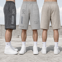 Shorts Streetwear Homme en Gros, Effet Délavé, Logo Personnalisé, Imprimé Numérique, Coupe Ample, en Molleton Épais French Terry