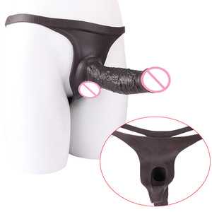 FAAK Black Silicone Penis Extender <b>Tanga</b> Style Wearable Sleeve Soft Safe Male Pleasure Toy Enhancer for <b>Men</b> 18+ - Product Image 1