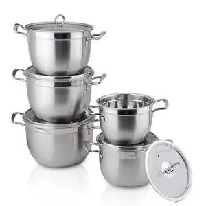 Glass cover 201 stainless steel soup pot stock pot with double bottom