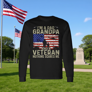 Maglietta a maniche lunghe per nonno veterano, design patriottico per la festa del papà - Product Image 3