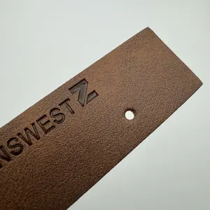 Label Kulit Asli mewah kustom dengan logo merek debossed sederhana untuk pakaian jeans, topi, sepatu dan tas kulit daur ulang