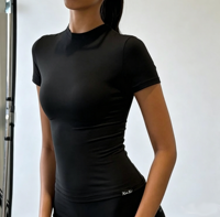 Combinaison Courte Y2K Unie pour Femme, Côtelée, Manches Courtes, Fermeture Éclair Avant, Moulante, Extensible, Coupe Slim, Une Pièce Décontractée