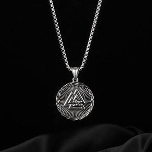 Hip Hop Amulet Perak Norse <span class=keywords><strong>Viking</strong></span> Retro Segitiga Rune Segitiga Liontin Kalung Pria Perhiasan - Product Image 3