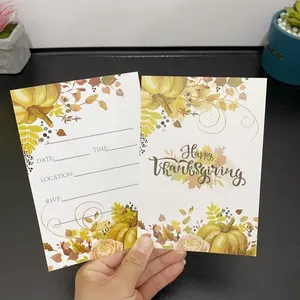 Cartão de feliz Dia de Ação de Graças com elemento de abóbora com design personalizado para aniversário, casamento, cartão postal, cartão postal, cartão geerting