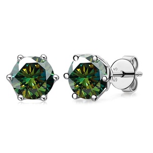 Boucles d'oreilles clous en argent sterling 925 avec moissanite couleur 1 carat certifiée GRA, testée au diamant, classiques à 4 griffes, bijoux unisexes style hip-hop - Product Image 5