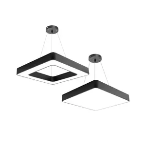 New Arrived 4000K 20W Black Iron Shade Commercial Ceiling Chandelier Smart Trimless LED Square Ceiling Pendant Light