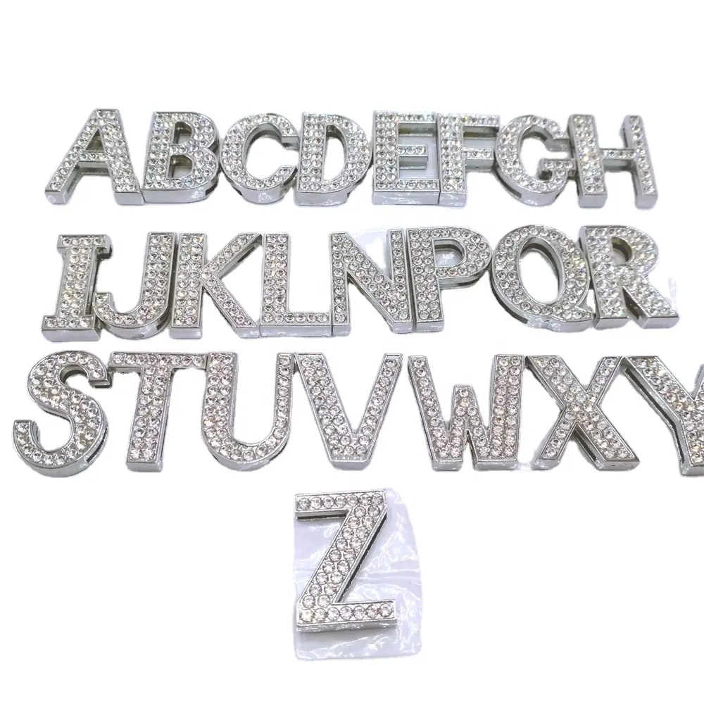 Letras de lixa de zinco para personalizar alfabetos de strass 30mm