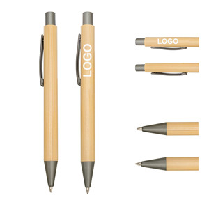 Gun Gray Accessories ECO Bamboo Ballpoint <b>Pen</b> Creative Press Wood with Laser logo Customized Advertising Wholesale GiftCreative - Product Image 1