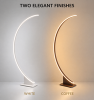 Lampe sur pied LED moderne en forme de croissant, design minimaliste et courbé, avec 3 couleurs ou gradation continue pour salon, chambre ou bureau