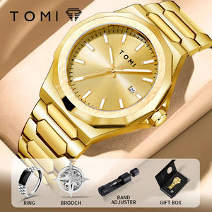 TOMI T302 - Juego de <span class=keywords><strong>4</strong></span> Relojes de Pulsera de Cuarzo Luminosos para Hombre, con Fecha, Estilo Ejecutivo, Correa de Acero Inoxidable, Anillo, Broche, Juego de Regalo - Product Image 1