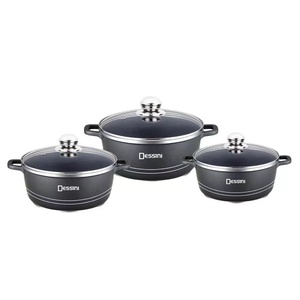 China Factory Casserole 6 Pcs big jumbo size 32/36/48cm Pot Cooking Food Cook Ware Aluminium Granite Non Stick Cookware Set