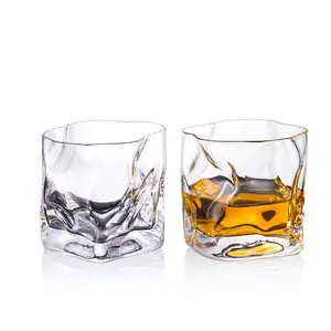 280毫升创意威士忌无茎玻璃杯水晶不规则形状威士忌酒杯杯